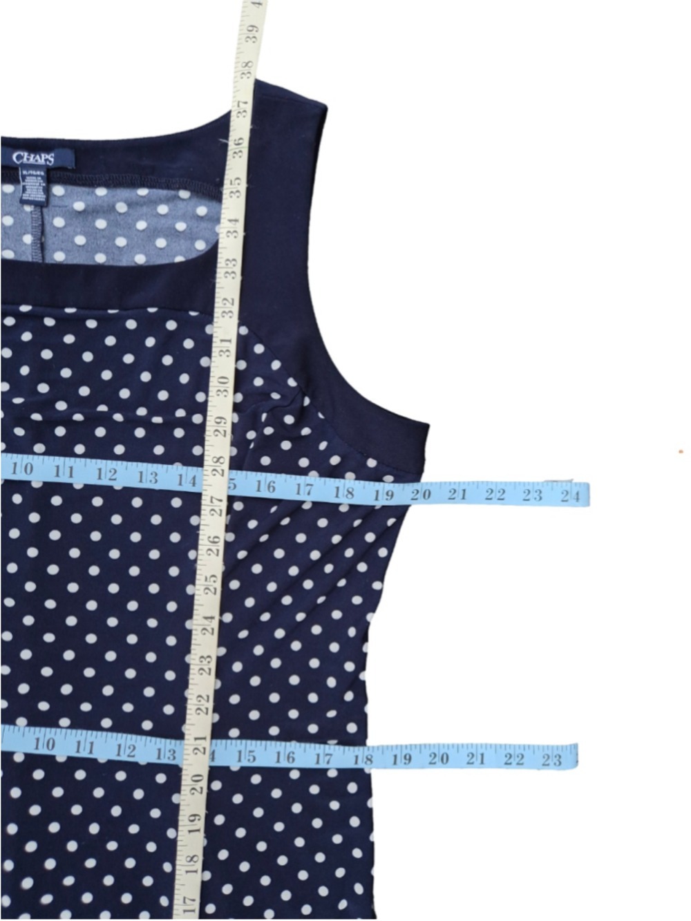 Women's Chaps Polka Dot Sleeveless Dress Navy White Size XL - Picture 8 of 8